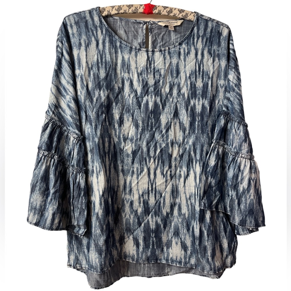 Liverpool Los Angeles Women’s Flowy Bell Sleeve Blouse Size Small